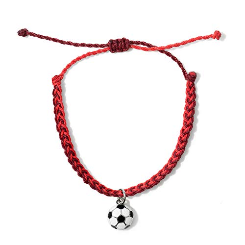 Gimmedat Soccer Jewelry Charm Bracelet Adjustable 7 Colors Bracelet 100% Waterproof Girls Sports Mom Woman Fan Gift (Red) #TOP13
