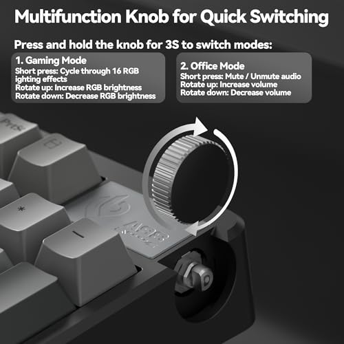 Image of LEOBOG A98 Wireless Mechanical Keyboard, Tri-Mode BT5.0 /2.4GHz /USB-C, Creamy Keyboard with Number Pad, Gasket Structure Hot Swappable, PBT Keycaps, RGB Backlit Black Gaming Keyboard with Knob for PC