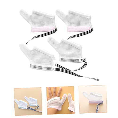 2pairs Adjustable Sucking Gloves of Finger Sucking Protectors for Boy Girl Soft Breathable Material Thumb Stop Tool Pink3