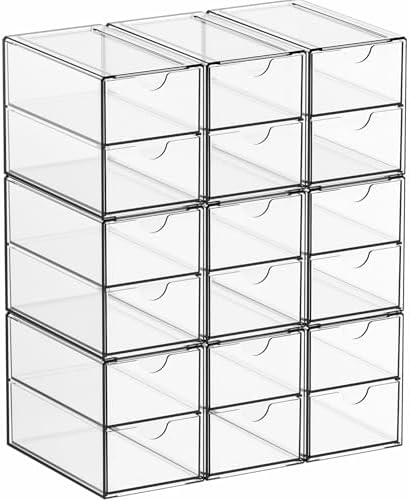 Yieach 9 Pack Small Acrylic Drawers With 18 Drawers,Clear Drawer ...
