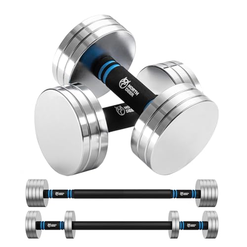 Image of Northdeer V2.0 Upgraded Adjustable Steel Dumbbells 40LB / 60LB - 2 in 1 Dumbbell Barbell Set for Home Gym Workout - Compatible with V1.0 Dumbbells