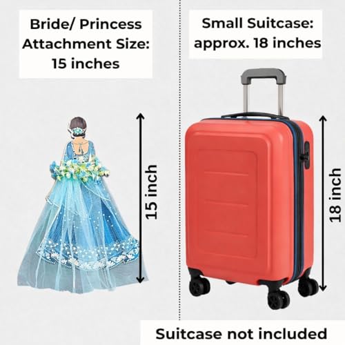 Image of SATYAM KRAFT 2 Pcs Bride Gown Style Decorative Attachment for Small Bags | Net Gown Doll Design for Suitcase Decor, Trousseau Packing, Wedding Decor, Engagement & Gift Wrapping (Blue)