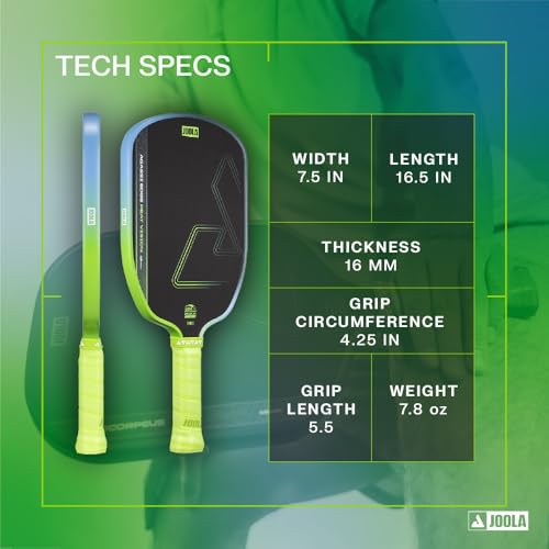 Image of JOOLA Agassi Heat Vision 16mm Pickleball Paddle - New Shape w /Extended Sweet Spot - Textured Carbon Fiber Surface for Spin - SK Film for Less Vibration - USAP Approved - NFC Chip Enabled