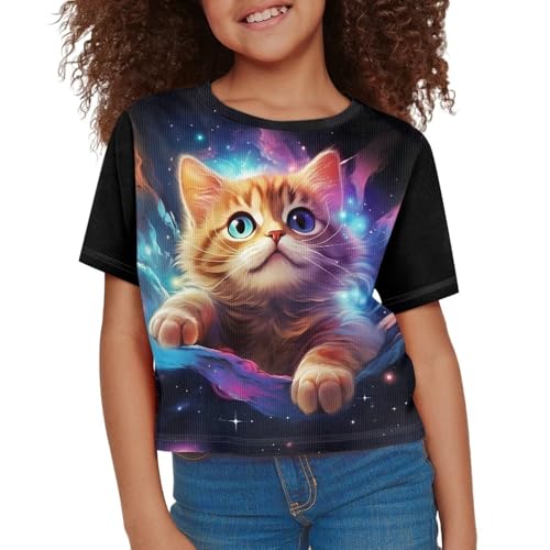 Image of Girl Crop Top Shirts for Summer Cute T Shirts Short Sleeve Tees for Kids 5-16