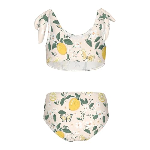 Wusikd Cute Lemons Girls Swimsuits Two Piece Butterflies Flowers Swimwear Bikini Set for for Girls Size 3T2