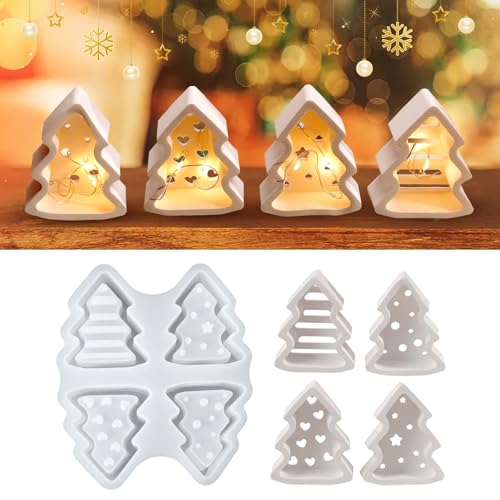 EPODA Silikonformen Gießformen Weihnachten 4 Stück Silikonform Weihnachten Silikon Gießform Kerzenform Weihnachten Weihnachten Giessformen Silikon Gipsformen Zum Gießen