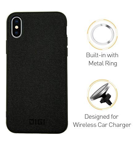 Magnetic Case, Digi Marker Shock Absorption Hybrid Designed Cover with Built-in Invisible Metal Rings Compatible with Magnetic QI Wireless Car Charger Magnetic Phone Case for iPhone X