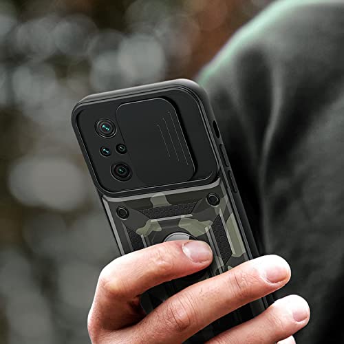 Image of Kapa Tank Back Cover for Redmi Note 10 Pro /Note 10 Pro Max, Inbuilt Ring + Slider [Military Grade Protection] Shockproof Lens Protection Case (Black)
