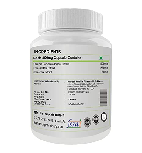 Fitness Prime Green Coffee Beans Extract Capsules With Green Tea, Ginger And Piperine Extract Pure and Natural Goodness Of Antioxidants Helps Improve Metabolism (120 capsules) Pack of 2