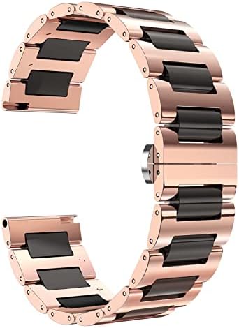 BINLUN Men'sWatch Band Stainless Steel Ceramic Replacement Watch Bracelet Polished Strap 12mm/14mm/16mm/18mm/20mm/22mm with Butterfly Buckle 6 Colors