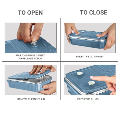 Image of MILTON Meal Safe 3 Inner Stainless Steel Tiffin Box for School with Steam Release Plug | PU Insulated, Leak-Proof, Food Grade I Lunch Box for Kids Boys, Girls with Snap Lock Lid, 630 ml, Navy Blue