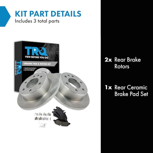 Image of TRQ Rear Brake Pad and Rotor Set Ceramic Compatible with 2007-2009 Dodge Sprinter 2500 2007-2018 Freightliner 2500 2010-2018 Mercedes-Benz Sprinter 2500