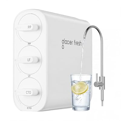 GLACIER FRESH GFU06 0.01?m Ultra Filtration Under Sink Water Filter System, Tankless Ultra Compact Design, with Faucet, No Electricity & Waste Water, Preserve Beneficial Minerals No TDS Reduction