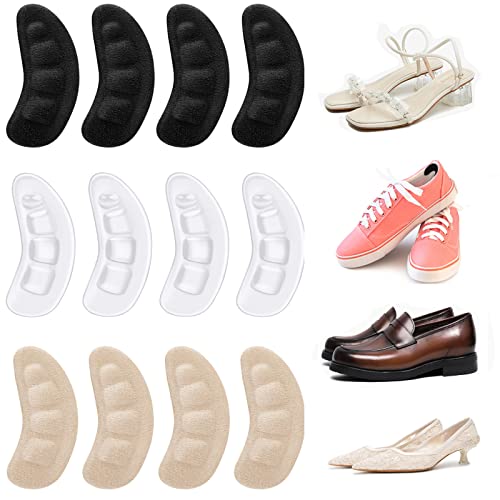6 Paires Coussinets de Coussin, Coussins Antidérapants, Coussinets de Talon Haut, Semelles Antidérapantes, Protecteur de Soins Pieds Doublure Auto-Adhésif en Flanelle et Gel (Noir Kaki Transparent) Cover