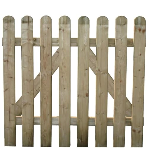 LoviStore Cancelletto Cancello per Steccato Recinzione Staccionata Recinto in Legno di Pino Impregnato in Doghe Esterno Arredo Decorativo Giardino Terrazzo Divisorio (100x100 cm)