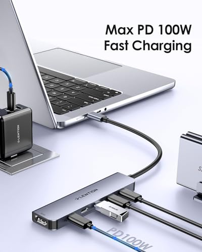 Image of LENTION 6 in 1 USB C Hub 10Gbps, 4 USB-C 3.2 Gen 2 Ports, 4K@60Hz, 100W PD | Fast Large-file Transfer, Boost Office & Creative Work Efficiency, Stable Driver 3.0, Compatible with macOS & Windows (CE33)