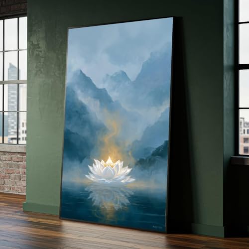Toile fleur de lotus 70x130cm pour illuminer un mur sombre sans surcharger l'espace