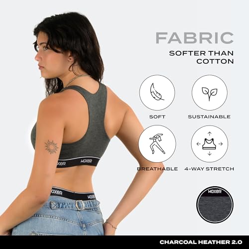 Image of Woxer Boss Bralette for Women - Wireless, Seamless Racerback - Modal Sports Bra, Lounge, Sleep Bralette, Wireless Bra