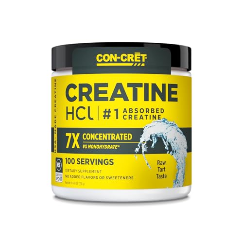 con-cret creatine hcl powder  muscle cognitive cellular energy support  no bloating or cramps  usa made amp nsf certified  unflavored 100 serving