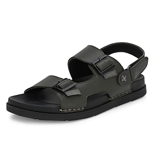 Image of Centrino Men's Durable Flip Flops, Sturdy Grip, EVA Sole & Cushioned Footbed, Hook & Loop Straps Beach Sandals - For Travel, Walking Slippers (6333)