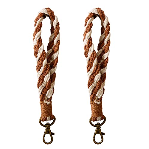AOKSUNOVA Macrame Llavero Marrón Boho Key Pendant Lanyard Mujer Cover