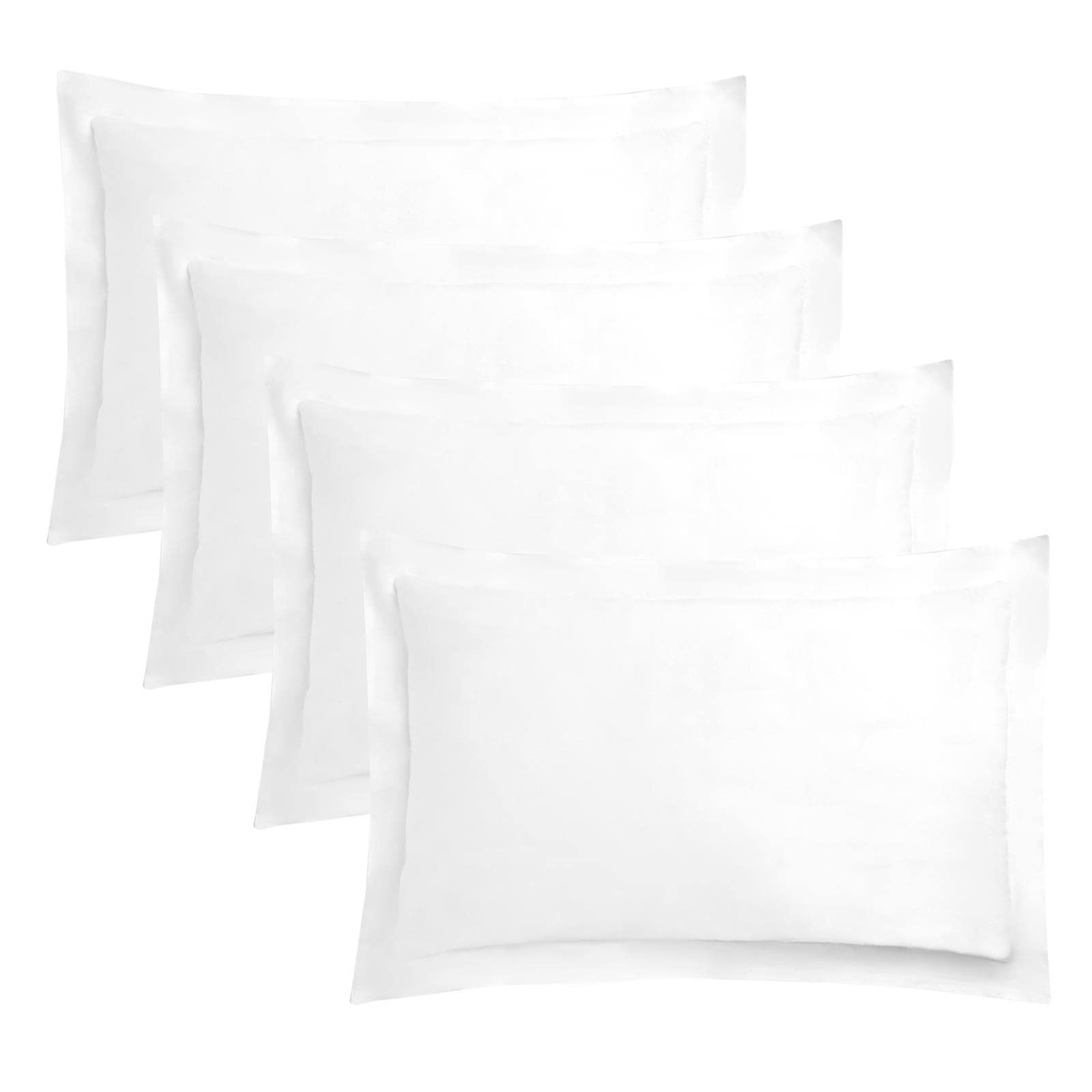 Highams Grey White 100% Cotton Plain Dye 4 Pack Oxford Pillowcases - White