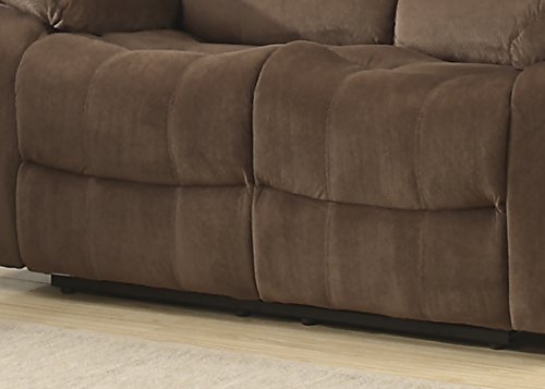 AC Pacific Bill Collection Modern Fabric Upholstered Living Room Reclining Loveseat with Padded Pillow Top Armrests, Brown