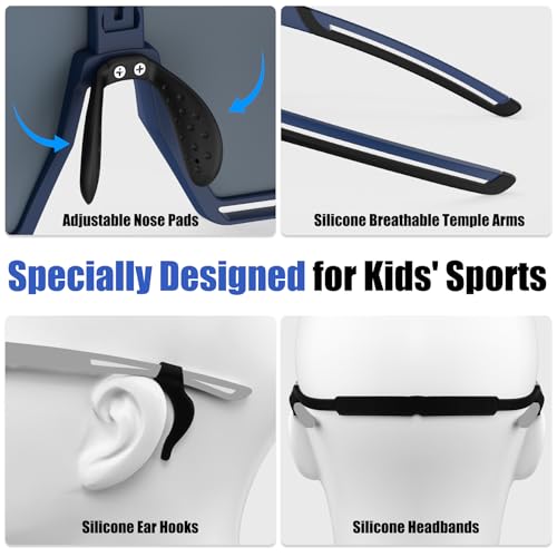 Image of X-TIGER Polarized Kids Sunglasses Youth Baseball Sunglasses UV400 Boys Girls Sports Sun Glasses for Softball Cycling Scooter