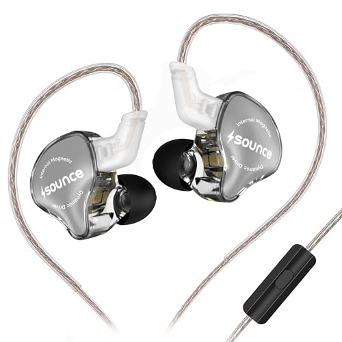 Image of Sounce EDC Pro HiFi IEM Wired Earphone Dynamic Driver In-Ear Monitor with Silver-Plated OFC Cable 0.75mm Detachable 2Pin Design Studio Grade Sound for Musicians Audiophiles Enhance Performance (Black)