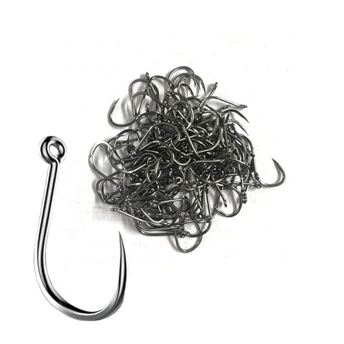 Dingbear 100 Piezas Juego Combinado De Anzuelos De Pesca Sin Púas: Anzuelos De Pesca Sin Púas De Acero Al Carbono, Adecuados para Ríos, Lagos, Océanos y Estanques(6#)