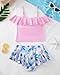 Mioglrie Girls Bathing Suits Size 11-12 Years Old Ruffle Bikini Set Little Girls Swimsuit 2 Piece Pink Fashion Kids Swimwear with Chest Pad