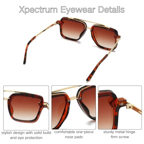 Image of Xpectrum Retro Square Aviator Sunglasses for Men Women Vintage 70s Disco Gangster Style Rectangle Glasses