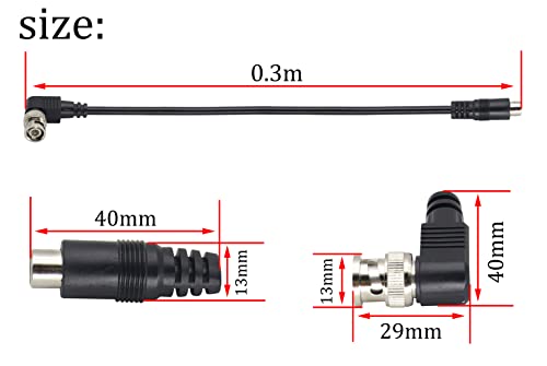 Hcfeng Bnc To Rca Adapter Cable 90°Right Angle Rca Male To Bnc Female 75 Ohm Coaxial Video Cable Rg59U Bnc Male To Rca Female Video Cable For Surveillance Cctv Camera System[2Pack/1.2Ft] #TOP1