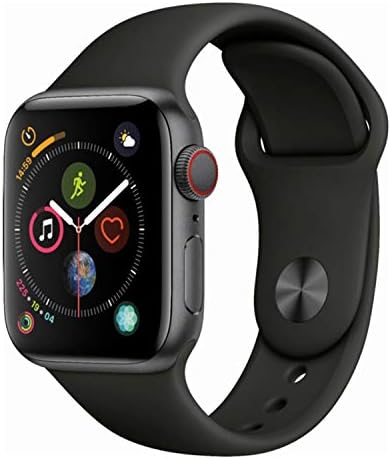 Apple Watch Series 4 (GPS + Cellular, 44MM) - Space Gray Aluminum Case with Black Sport Band (Renewed)