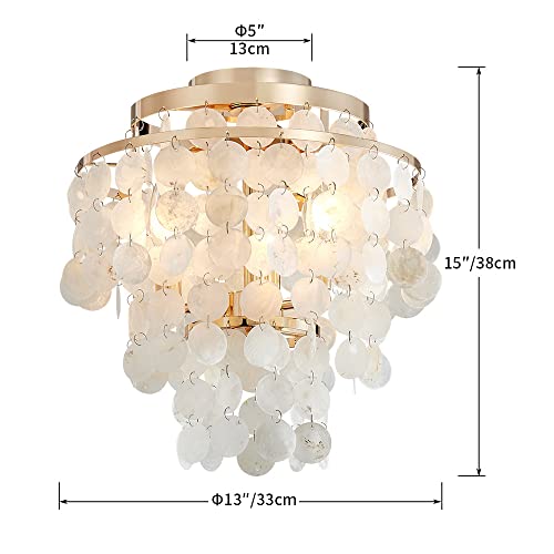 AGV LIGHTING CL008G Shell Ceiling Light, Perfect for Living Room, Bedroom, Dining Room, D13 x H15, 3-Lights, Shine Gold Finish - Image 4