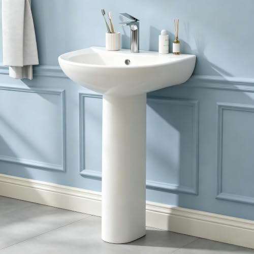 Garvee 20" W X 17" D W Bathroom Pedestal Sink, Pedestal Sink Combo