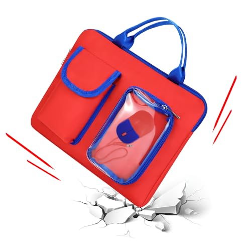 Image of Annmore Bag for LEXiBOOK Educational and Bilingual Laptop, Red /Blue | Tablet Laptop Sleeve Bag, Multiple Compartments, Portable Handle, 11.81x9.45 in, Vibrant Colors