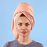 Sleeke Microfiber Hair Drying Towel - Pink, Quick Drying Hair Towel, Reduces frizz, Super Absorbent