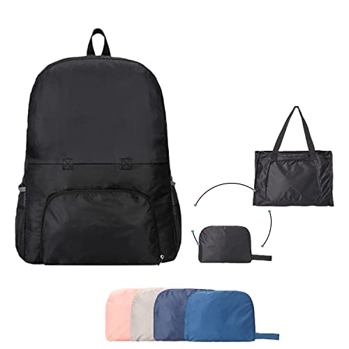 Uktunu Faltbarer Rucksack Ultra Leicht Unisex Tagesrucksack Outdoor Wasserdichter Wanderrucksack Ultraleicht-Kleiner für Camping Wandern Reisen Schwarz