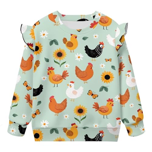 Toddler Baby Girls Sweatshirts Crewneck Cute Ruffle Kids Casual Pullover Sweatshirt Fashion Loose Long Sleeve Tops4