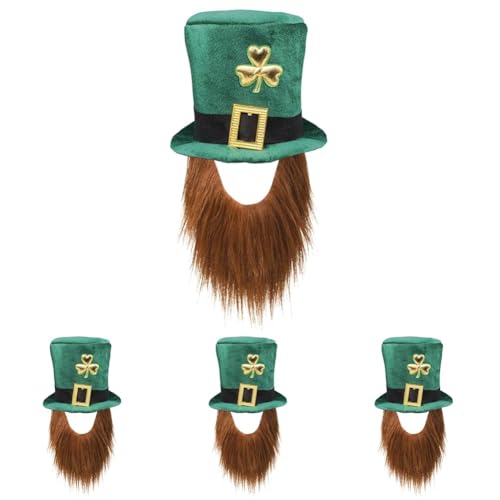 Boland 44907 Hut Leprechaun Grüner Kobold mit Bart Mütze Kopfbedeckung Irland St. Patricks Day Glücksbringer Karneval Mottoparty