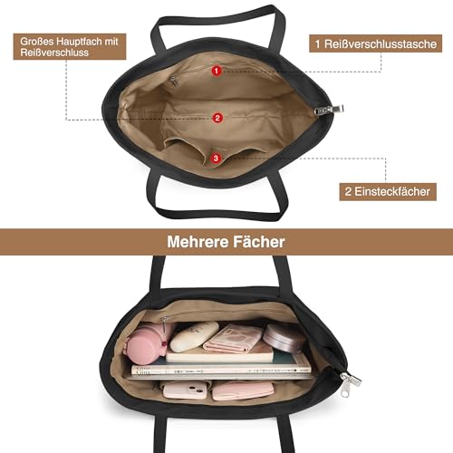 Image of KALIDI Tote Bag for Women Large Waterproof Shoulder Bag Zipper Casual Hobo Handbag Work Shopping Lightweight