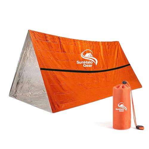 SunHalo Gear Emergency Survival Tent Shelter, 1 or 2 Person Emergency Tent with Emergency Whistle Emergency Shelter,Life Tube Tent for Camping,Hiking, Backpacking