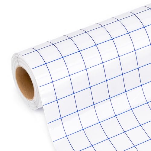 Lya Vinyl Transferfolie Plotter für Plotterfolie-30,5cm x 600cm Plotter Zubehör Übertragungsfolie Plotter mit Blaues Ausrichtungsgitter für präzise Platzierun für Cricut, Silhouette Cameo