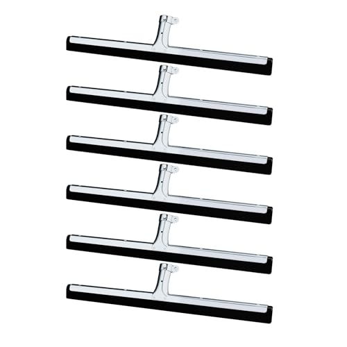 UCEHIPAW 6pcs Double Foam Floor Squeegee 18 Inch Cleaning Squeegee Heavy Duty Rubber Broom Stainless Steel EVA Foam Blade Industrial Floor Scrubber for Garage Pool Concrete Window