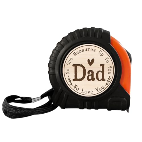Tape Measure Dad Gifts, Dad No One Measures Up to You Measuring Tape, Wooden Engraved Father's Day Papa Tape Measure Tool Gifts, Fathers Day Birthday Christmas Dad Gift from Kids, Daughter, Wife