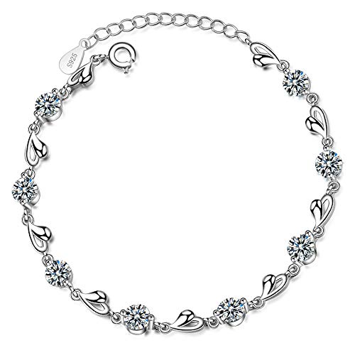 Chandler Pulsera de plata de 2019 hecha con circonitas blancas brillantes, regalo de amor para mujeres y niñas, joyería de moda