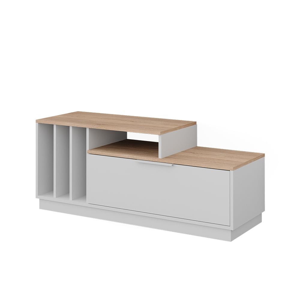 Vicco Mobile TV Betti, Bianco/Sonoma, 120 x 49.9 cm | con 1 porta, adatto per TV fino a 55 pollici e accessori multimediali