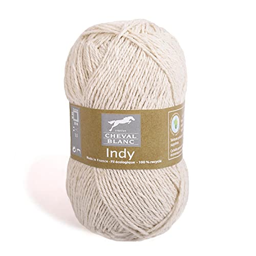 Laines Cheval Blanc - INDY fil à tricoter à base de coton 50g - Fil recyclé fabriqué en France