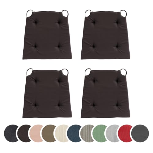sleepling 4er Set Stuhlkissen, Sitzkissen für Indoor und Outdoor, mit Klettverschluss...